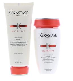 img 3 attached to Kerastase Nutritive Bain Satin 2 Shampoo 8.5 Oz & Lait Vital Conditioner 6.8 Oz Set