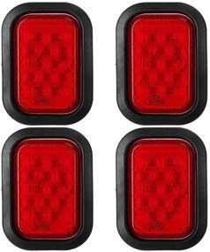 img 4 attached to 🚦 Partsam 4X 12 LED Rectangle Truck Trailer Stop Tail Brake Lights Red - 5x3 Inch with Rubber Mount, Sealed - 5x3 Inch 4X Red Rectangle 12 LED Stop/Turn/Tail Truck Trailer Hitch Light - Grommet Wire Kit