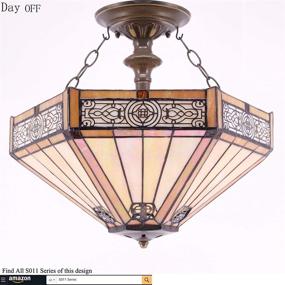 img 2 attached to 🌼 16" Yellow Stained Glass Tiffany Ceiling Light Fixture - Semi Flush Mount Mission Hexagon Shade Island Hanging Lamp for Dome Decor in Bedroom, Kitchen, Dining, Living Room, Entry Foyer, Hallway - WERFACTORY