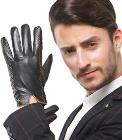 img 3 attached to 🧤 Nappaglo Italian Leather Men's Accessories with Touchscreen Capability - Lambskin