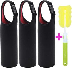 img 4 attached to 🧴 Kvvdi 3 Pack 16 oz - 21 oz Neoprene Water Bottle Sleeve 16.9oz Portable Bottle Cooler Cover Holder Strap for Outdoor Adventures