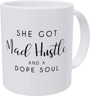 mad hustle soul birthday coffee mugs: perfect gift for mom and boss lady mother hustler, 11 ounces, ideal for graduation, woman thank you, beautiful for women mom boss logo