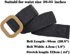 img 2 attached to 👗 Stylish ALAIX Women's Dress Belt: Fashionable Straw Woven Stretchy Waistband with Wood Wide Buckle for Pants Jumpsuit