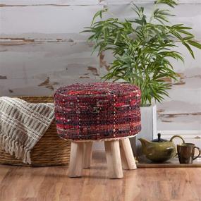 img 3 attached to 🪑 Red Harris Fabric Round Stool by Christopher Knight Home - Enhanced SEO