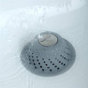 img 2 attached to 🛁 SlipX Solutions Gray Dome Drain Protector - Pop-Up Drain Hair Catcher, Silicone & Stainless Steel, Effective Clog Prevention