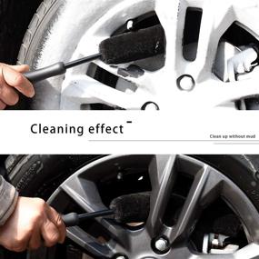 img 1 attached to 🚗 YISHARRY LI Synthetic Car Rim Woolie Cleaning Brush Kit - Black Wool Wheel Brushes and Car Detail Brush Set, Includes Tire Woolies and 2-Pack Wheel Brushes