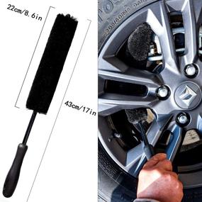 img 3 attached to 🚗 YISHARRY LI Synthetic Car Rim Woolie Cleaning Brush Kit - Black Wool Wheel Brushes and Car Detail Brush Set, Includes Tire Woolies and 2-Pack Wheel Brushes