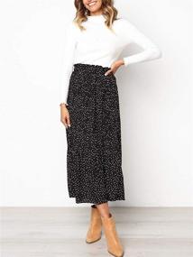 img 1 attached to 🌸 PERSUN Women's Casual Elastic Waist A Line Midi Long Skirt with Pockets - Boho Floral/Polka Dots Print: Comfortable and Stylish!