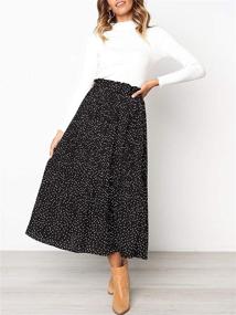 img 3 attached to 🌸 PERSUN Women's Casual Elastic Waist A Line Midi Long Skirt with Pockets - Boho Floral/Polka Dots Print: Comfortable and Stylish!