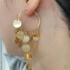 img 2 attached to 💃 Exquisite Bohemian Gold Coin Drop Earrings: Big Hoop Banjara Kuchi Belly Dance Chain Boho Gypsy Dangle Earrings - Your Ultimate Fashion Choice