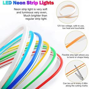 img 2 attached to M.best Neon LED Strip Lights - 16.4ft/5m 600 SMD2835 LEDs Waterproof Flexible Purple 💜 LED Neon Light with Dimmable Remote and 12V Power Supply for Indoor and Outdoor Decor