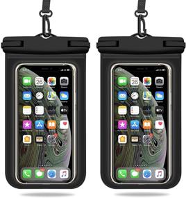 img 4 attached to 📱 Waterproof Phone Case - Weuiean Waterproof Phone Bag with Detachable Lanyard for iPhone 12/11/SE/XS/XR 8/7/6Plus, Samsung S21/20/10/10+/Note up to 6.9 inch - 2Pack (Black+Black)