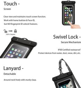 img 2 attached to 📱 Waterproof Phone Case - Weuiean Waterproof Phone Bag with Detachable Lanyard for iPhone 12/11/SE/XS/XR 8/7/6Plus, Samsung S21/20/10/10+/Note up to 6.9 inch - 2Pack (Black+Black)