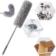 🔍 upgraded microfiber duster with stainless steel extension pole - 31.5-100 inch, bendable head and extendable handle for high-reach cleaning of cobwebs, ceiling fans, blinds, and furniture logo