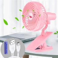 🔍 compact clip-on fan, portable desk small fans for office, home, desktop treadmill, camping, travel, stroller fan, 2200ma battery, usb charging dual purpose, 360° rotation (pink) logo