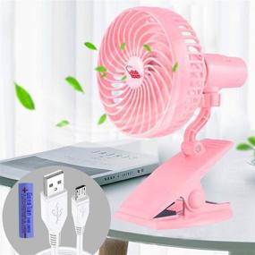 img 4 attached to 🔍 Compact Clip-on Fan, Portable Desk Small Fans for Office, Home, Desktop Treadmill, Camping, Travel, Stroller Fan, 2200mA Battery, USB Charging Dual Purpose, 360° Rotation (Pink)