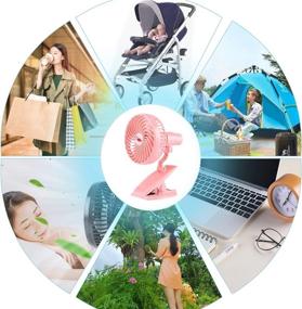 img 2 attached to 🔍 Compact Clip-on Fan, Portable Desk Small Fans for Office, Home, Desktop Treadmill, Camping, Travel, Stroller Fan, 2200mA Battery, USB Charging Dual Purpose, 360° Rotation (Pink)