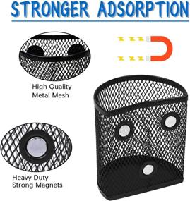 img 2 attached to 📎 Pack of 2 Magnetic Storage Baskets for Office Supplies - Mesh Pen and Marker Holders with Magnets for Refrigerator, Whiteboard, Locker and Beyond (Black)