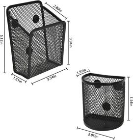 img 3 attached to 📎 Pack of 2 Magnetic Storage Baskets for Office Supplies - Mesh Pen and Marker Holders with Magnets for Refrigerator, Whiteboard, Locker and Beyond (Black)