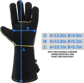 img 2 attached to 🧤 Industrial Welding Gloves - Premium Leather, Heat Resistant, Welder Power & Hand Tools