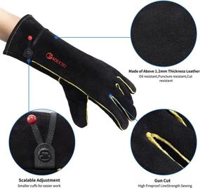 img 3 attached to 🧤 Industrial Welding Gloves - Premium Leather, Heat Resistant, Welder Power & Hand Tools