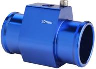 🌡️ dewhel алюминиевый соединитель для измерения температуры воды в радиаторе с зажимами адаптерами для датчика - 32 мм, синий логотип