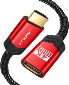 img 4 attached to 🔴 JSAUX 4K 60Hz HDMI Extension Cable - 3.3FT Male to Female Adapter for Roku TV, Bluray Player, HDTV - HDR HDCP 2.2 Compatible - Red