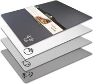 🍽️ premium set of 4 fotouzy flexible plastic cutting board mats: modern neutral colors, food icons, non-slip & dishwasher safe! logo
