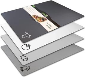 img 4 attached to 🍽️ Premium Set of 4 Fotouzy Flexible Plastic Cutting Board Mats: Modern Neutral Colors, Food Icons, Non-Slip & Dishwasher Safe!