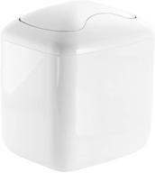 🗑️ mdesign plastic square mini wastebasket trash can with swing lid - ideal for bathroom vanity, kitchen countertop, bedroom, home office - holds garbage, waste - aura collection - white logo