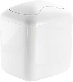 img 4 attached to 🗑️ mDesign Plastic Square Mini Wastebasket Trash Can with Swing Lid - Ideal for Bathroom Vanity, Kitchen Countertop, Bedroom, Home Office - Holds Garbage, Waste - Aura Collection - White