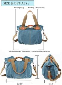 img 3 attached to 👜 Винтажная хобо-сумка из холста для женщин - повседневная сумка, плечо тот, шоппер