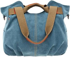 img 4 attached to 👜 Винтажная хобо-сумка из холста для женщин - повседневная сумка, плечо тот, шоппер