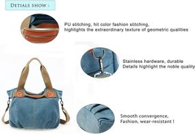 img 1 attached to 👜 Винтажная хобо-сумка из холста для женщин - повседневная сумка, плечо тот, шоппер