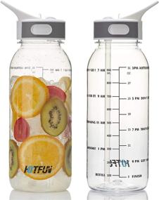 img 4 attached to 💧 32oz BPA-Free Water Bottle with Motivational Time Marker Reminder, Leak-Proof 1L Drinking Bottle - Tritan Sports Bottle Ideal for Camping, Workouts, Gym, and Outdoor Activities