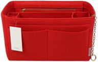 👜 felt purse organizer insert with zipper - perfect for speedy neverfull gracefull tote handbags, 6 sizes (slender medium, red) logo