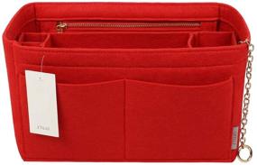 img 4 attached to 👜 Felt Purse Organizer Insert with Zipper - Perfect for Speedy Neverfull Gracefull Tote Handbags, 6 Sizes (Slender Medium, Red)
