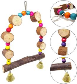 img 2 attached to Wooden Parrot Swing Perch Toy for Small-Sized Birds by HONBAY