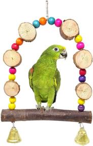 img 4 attached to Wooden Parrot Swing Perch Toy for Small-Sized Birds by HONBAY