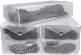 img 4 attached to Pack of 5 Foldable Clear Boot Storage Boxes by Greenco