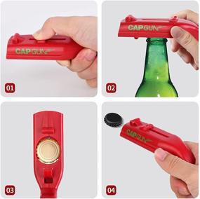 img 2 attached to 🔫 Creative Game Cap Gun Bottle Opener - Funny Launcher Shooter for Family Party, Bar, Outdoor Barbecue - Plastic, Black & Red