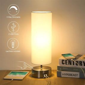 img 4 attached to 💡 Modern USB Bedside Touch Control Table Lamp with USB Charging Ports - Dimmable Desk Lamp for Bedroom Office - Includes 6W 2700K LED Light Bulb - Boncoo Ambient Light with Round Shade