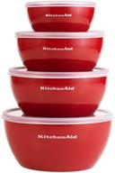 🍽️ kitchenaid classic prep bowls with lids, set of 4, empire red - versatile and convenient kitchenware solution logo