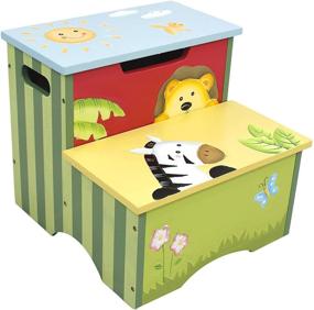 img 4 attached to 🦁 Fantasy Fields Sunny Safari Animals Kids Step Stool with Storage: Handcrafted & Painted, Non-Toxic & Inspiring Imagination