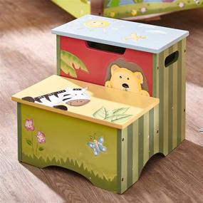 img 3 attached to 🦁 Fantasy Fields Sunny Safari Animals Kids Step Stool with Storage: Handcrafted & Painted, Non-Toxic & Inspiring Imagination