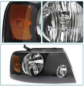 img 2 attached to 🚗 IRONTEK Headlight Assembly for 2004-2008 FORD F-150 PICKUP - Black Housing, Clear Lens Replacement Driving Light # FO2502201/FO2503201