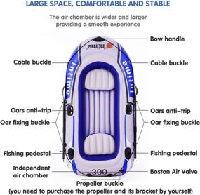 img 2 attached to 🚣 EPROSMIN 4-Person Inflatable Boat Canoe - Blue & Gray 9FT Raft Inflatable Kayak with Air Pump, Rope, Paddle - Available in US Stock - 2, 3, or 4 Person Boat for Adults and Kids - Portable Fishing Boat