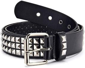 img 2 attached to Black Pyramid Silver Square Beads Men's Accessories for Belts