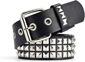 img 4 attached to Black Pyramid Silver Square Beads Men's Accessories for Belts