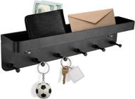 🔑 nalavi modern wall key rack organizer: self adhesive key hanger with hooks, wallet & key holder shelf in black логотип